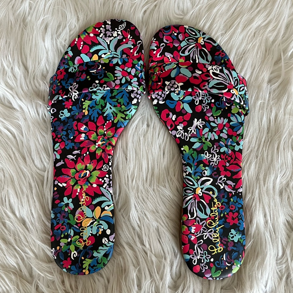 {Lilly Pulitzer} Emery Slide Sandal in Multi Feeling Fintastic Women’s 9 - NWT - Picture 6 of 10